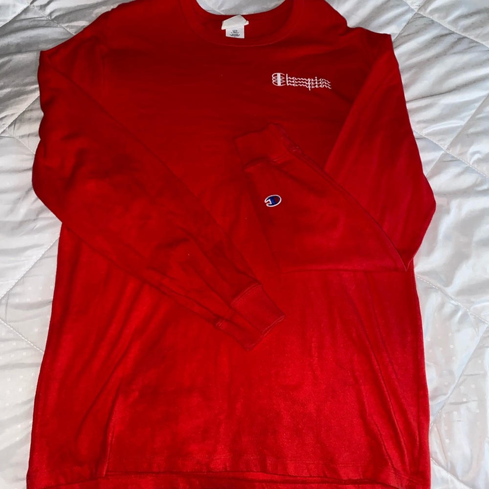champion red long sleeve tshirt
